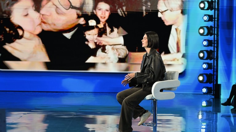 Evelina Sgarbi durante un'intervista a Domenica In.