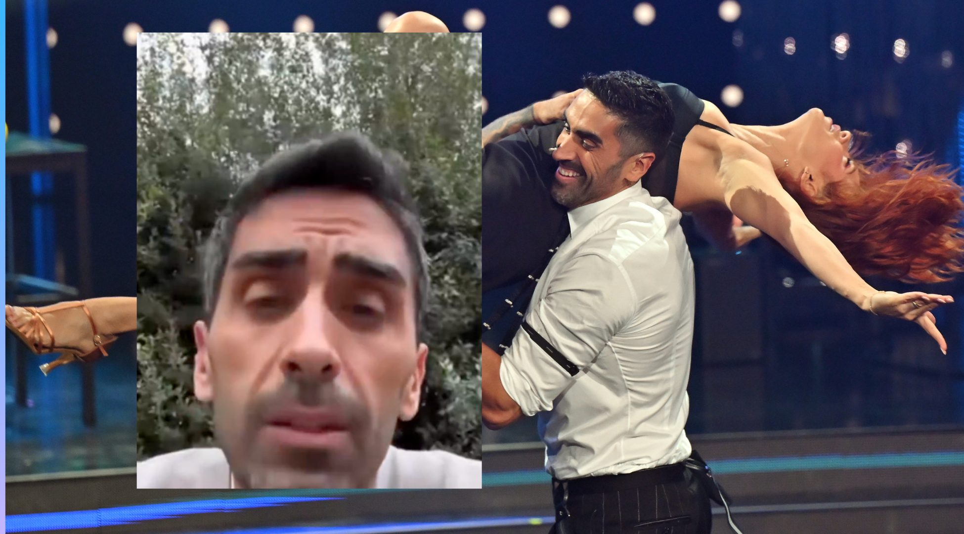 Un momento del ballo con Alessandra Tripoli e, nel riquadro, lo sfogo di Magnini.