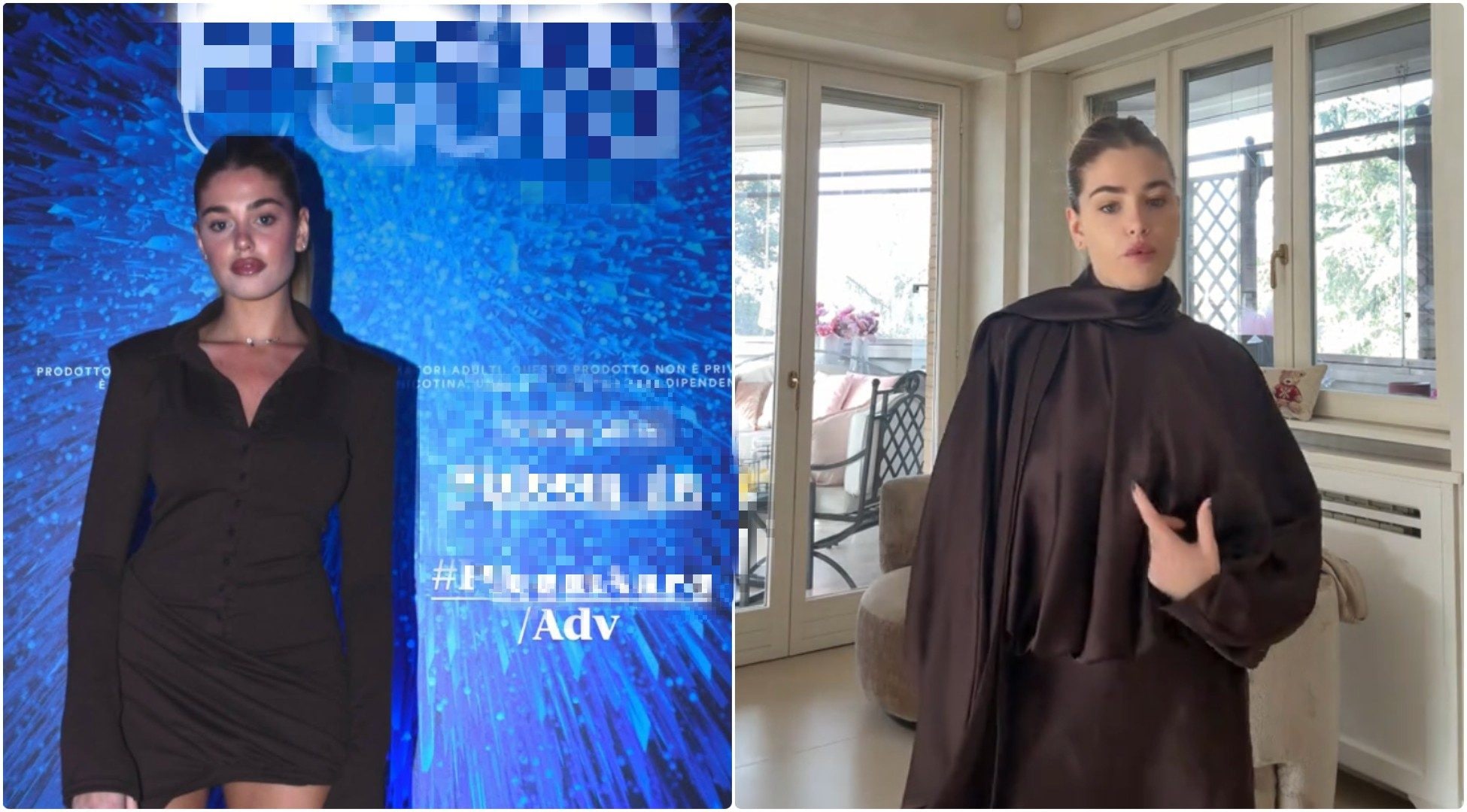 Caroline Tronelli al suo primo evento da influencer, il contenuto contrassegnato dall’hashtag #adv