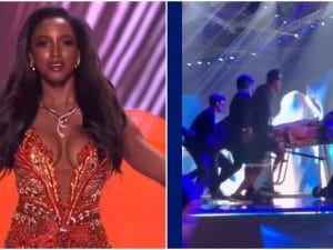 Caduta shock a Miss Universo: Gabrielle Henry Miss Jamaica crolla dalla passerella e finisce in barella