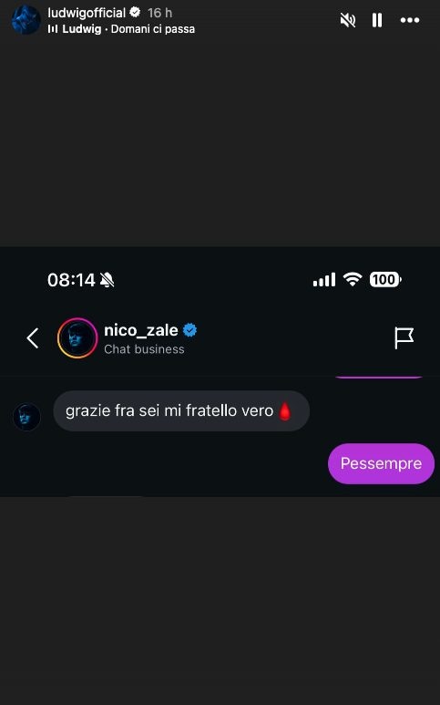 La story pubblicata su Instagram da Ludwig