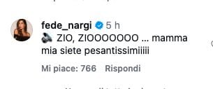 Il commento di Federica Nargi