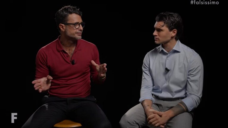Fabrizio Corona e Antonio Medugno nella seconda puntata di Falsissimo.
