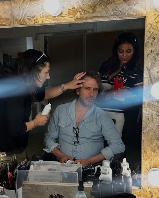 Mariana Rodriguez e Checco Zalone sul set di Buen Camino (foto Instagram)