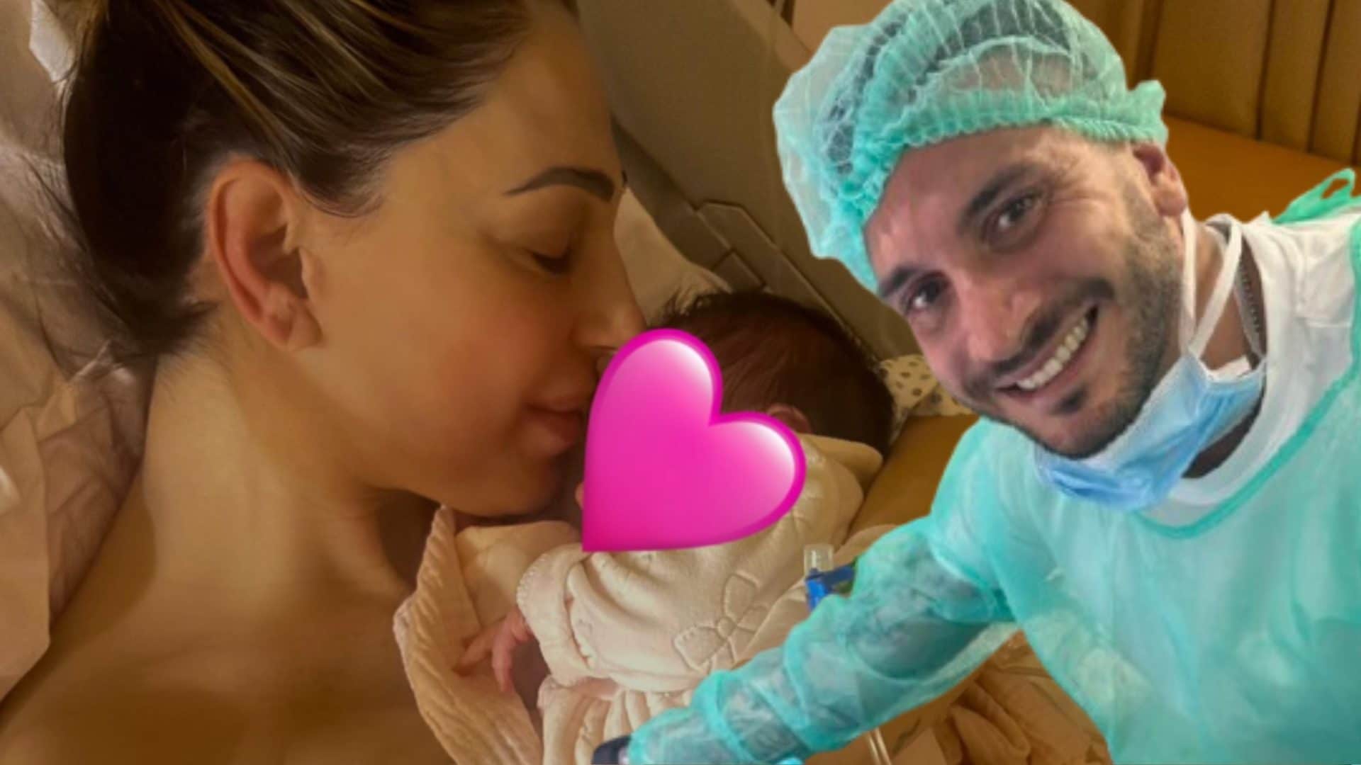 Anna Tatangelo con la figlia Beatrice e il fidanzato Giacomo Buttaroni, le prime foto dopo il parto