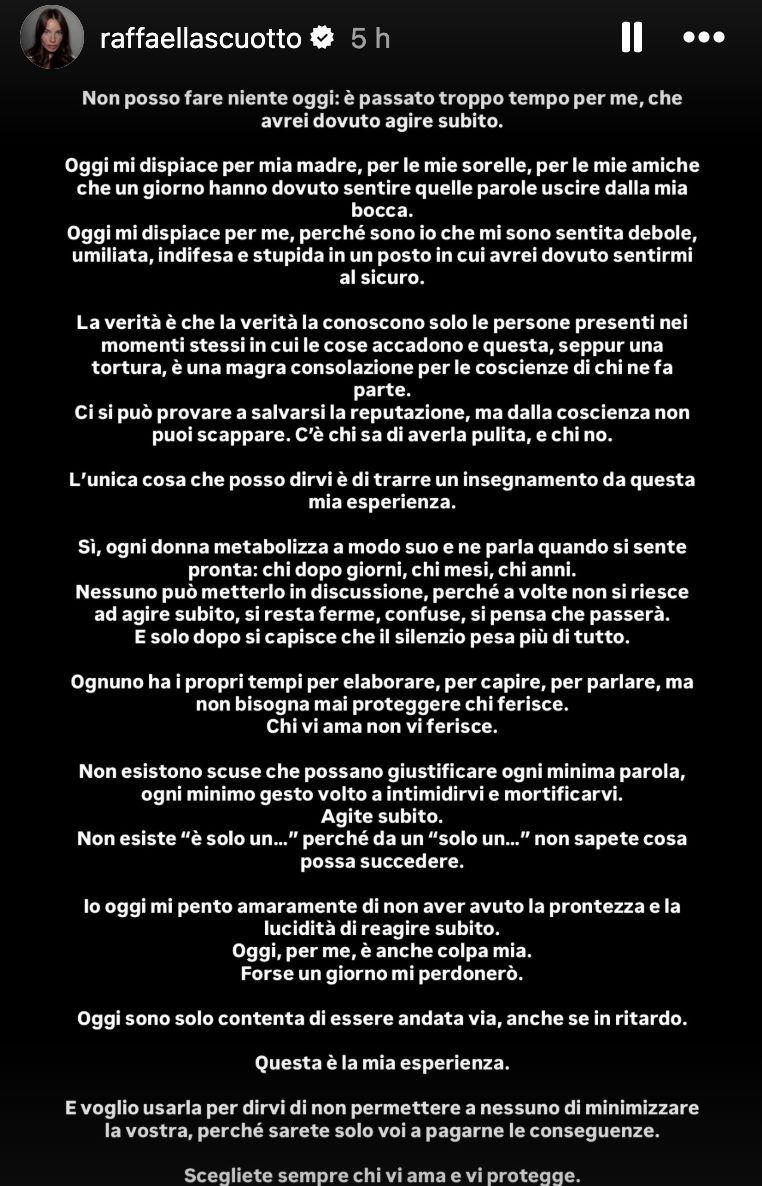 La story pubblicata su Instagram da Raffaella Scuotto