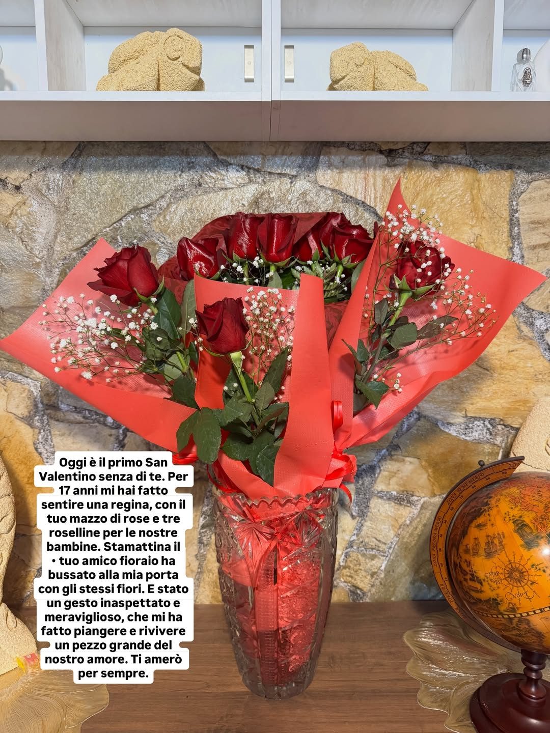 Le rose che Susy Fuccillo ha ricevuto da parte di un amico del marito