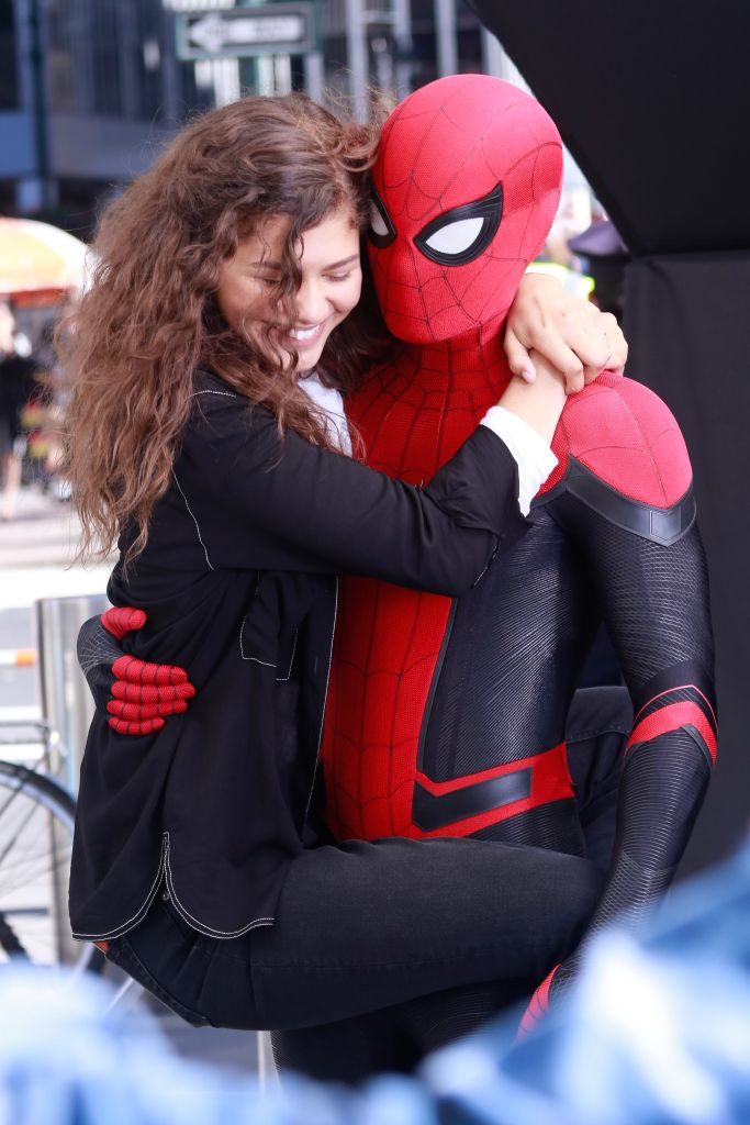 Zendaya e Tom Holland sul set di Spiderman