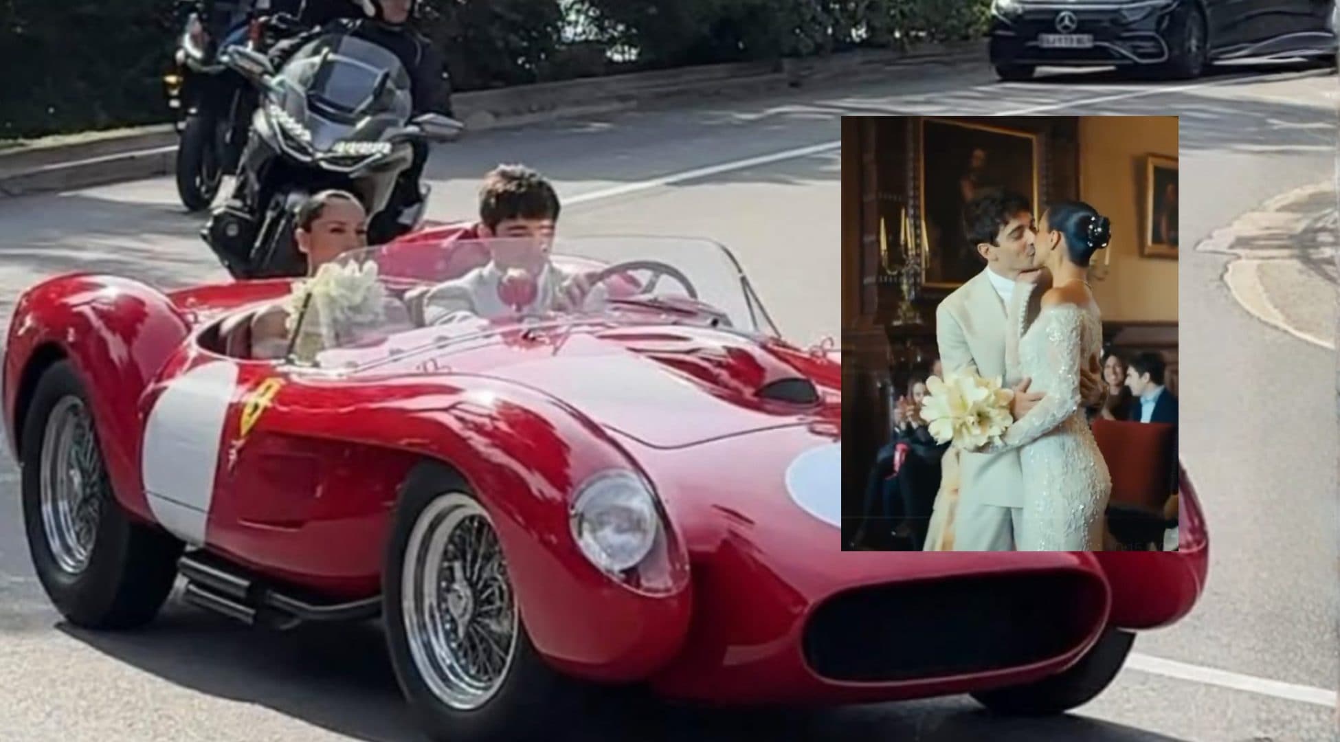 Charles Leclerc si è sposato: nozze a Monaco con Alexandra Saint Mleux, poi via su una Ferrari 250 Testa Rossa