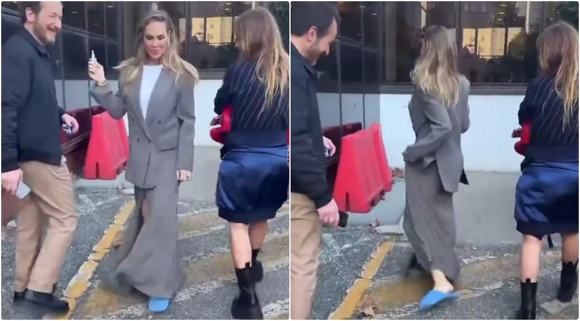 Ilary Blasi cammina negli studi Mediaset con le ciabatte, è già entrata nel mood Grande Fratello