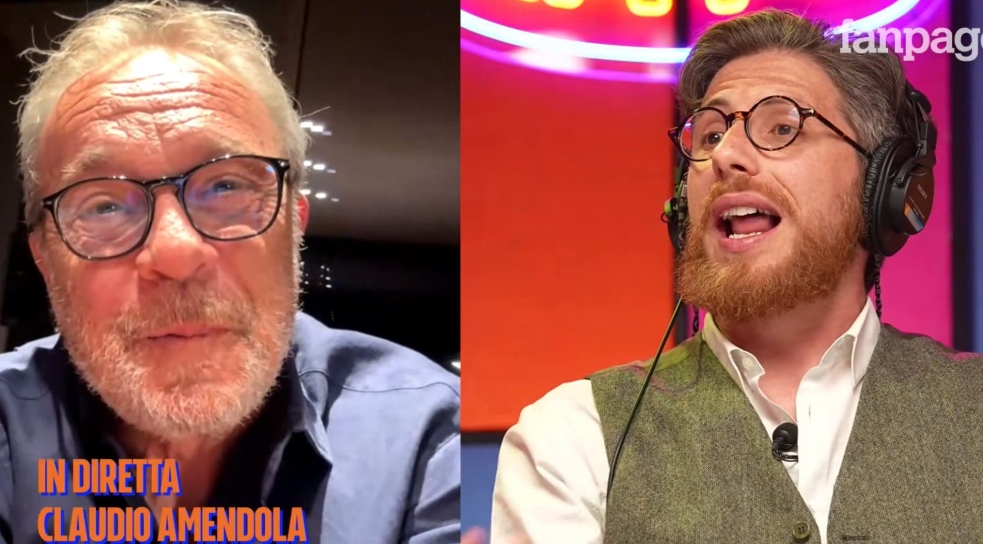 Claudio Amendola durante la diretta di Non è la TV, in onda tutti i giovedì alle 21 sul canale Fanpage.it di Youtube.