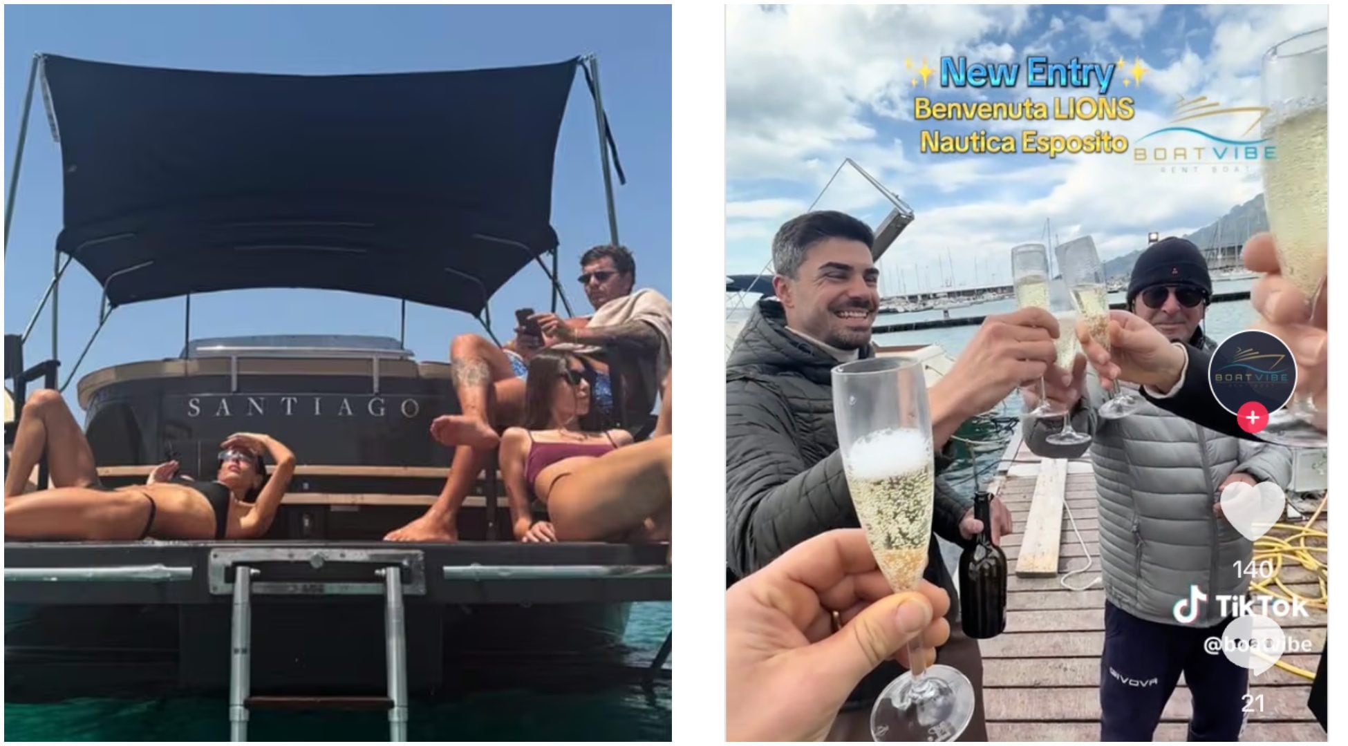 Stefano De Martino vende la sua barca Santiago e su TikTok i nuovi proprietari festeggiano