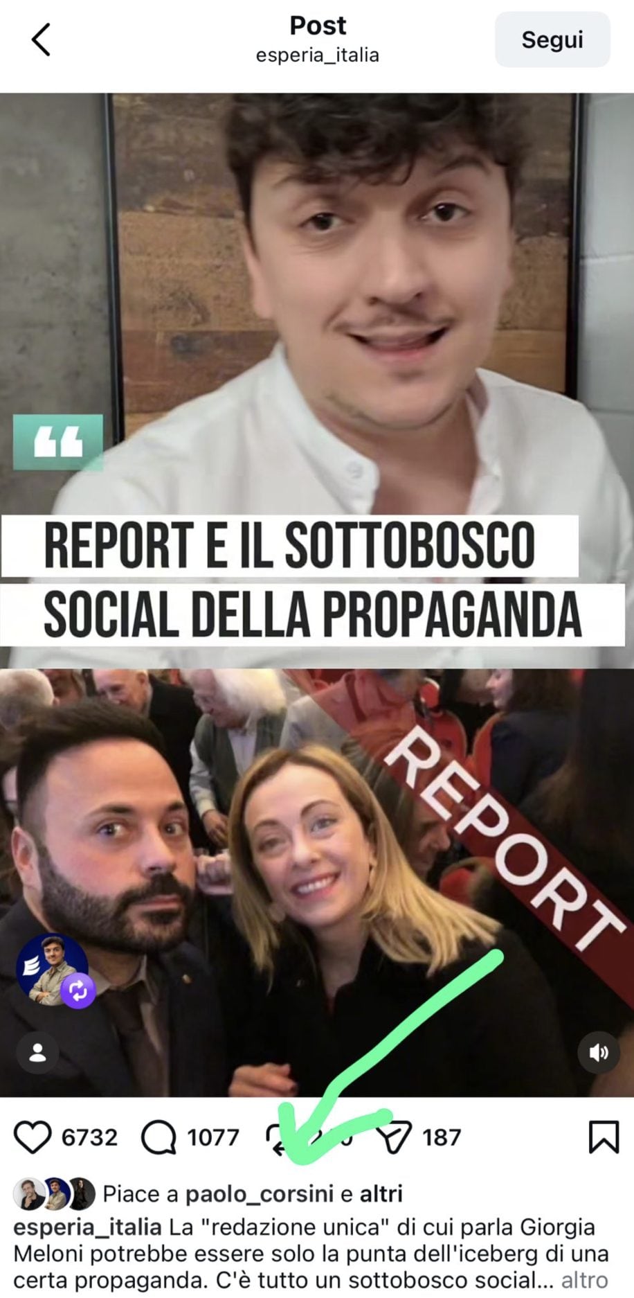 Il like di Paolo Corsini alla pagina di Esperia Italia