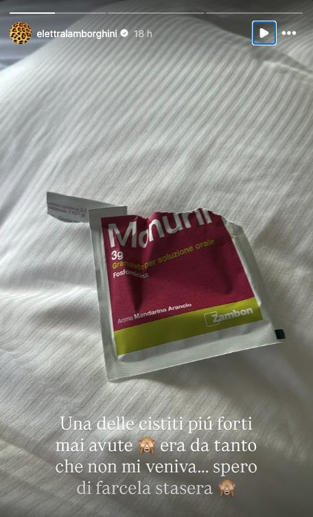 La bustina condivisa da Elettra Lamborghini su Instagram
