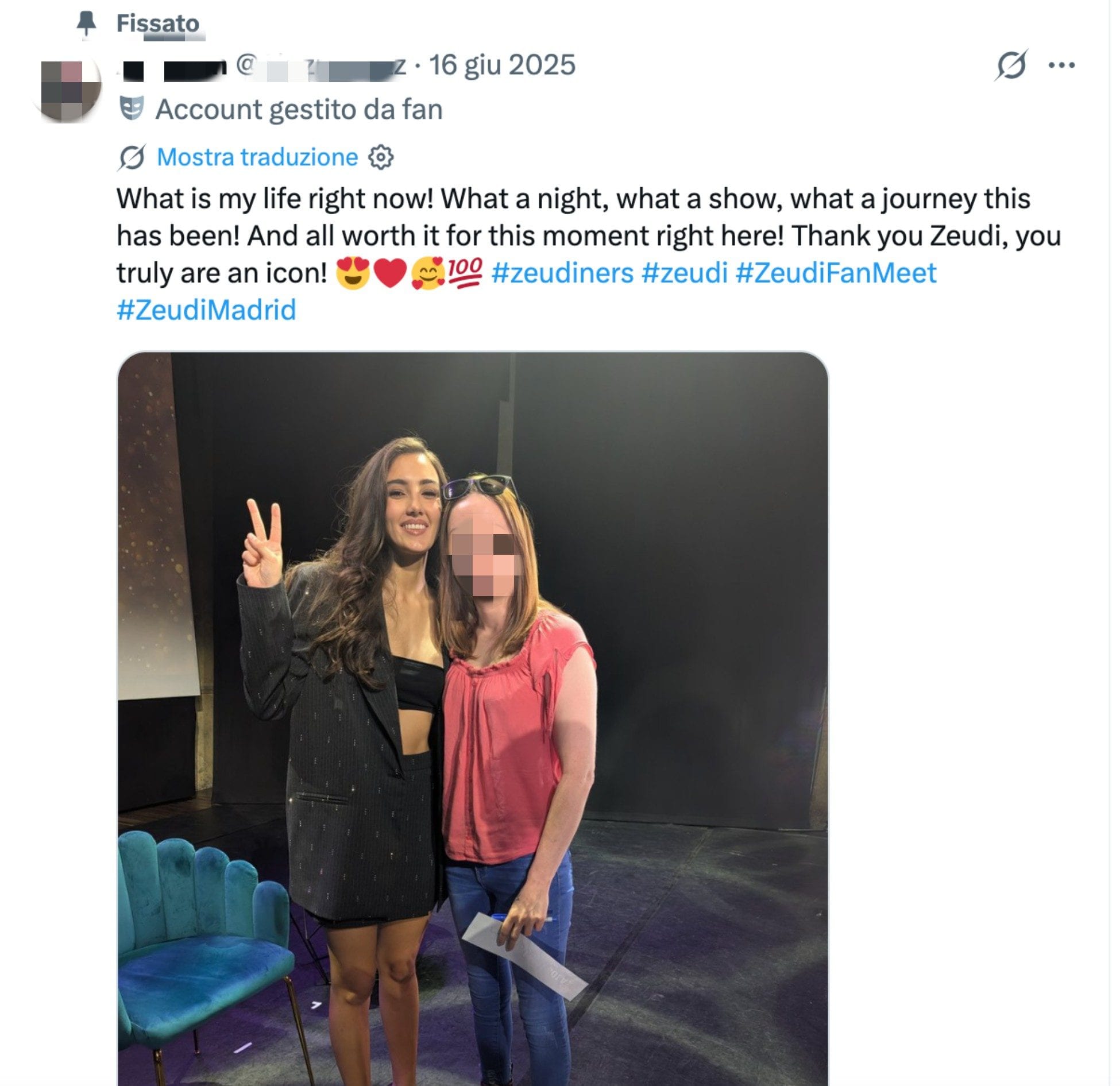 La fan irlandese di Zeudi vola in Italia per conoscerla