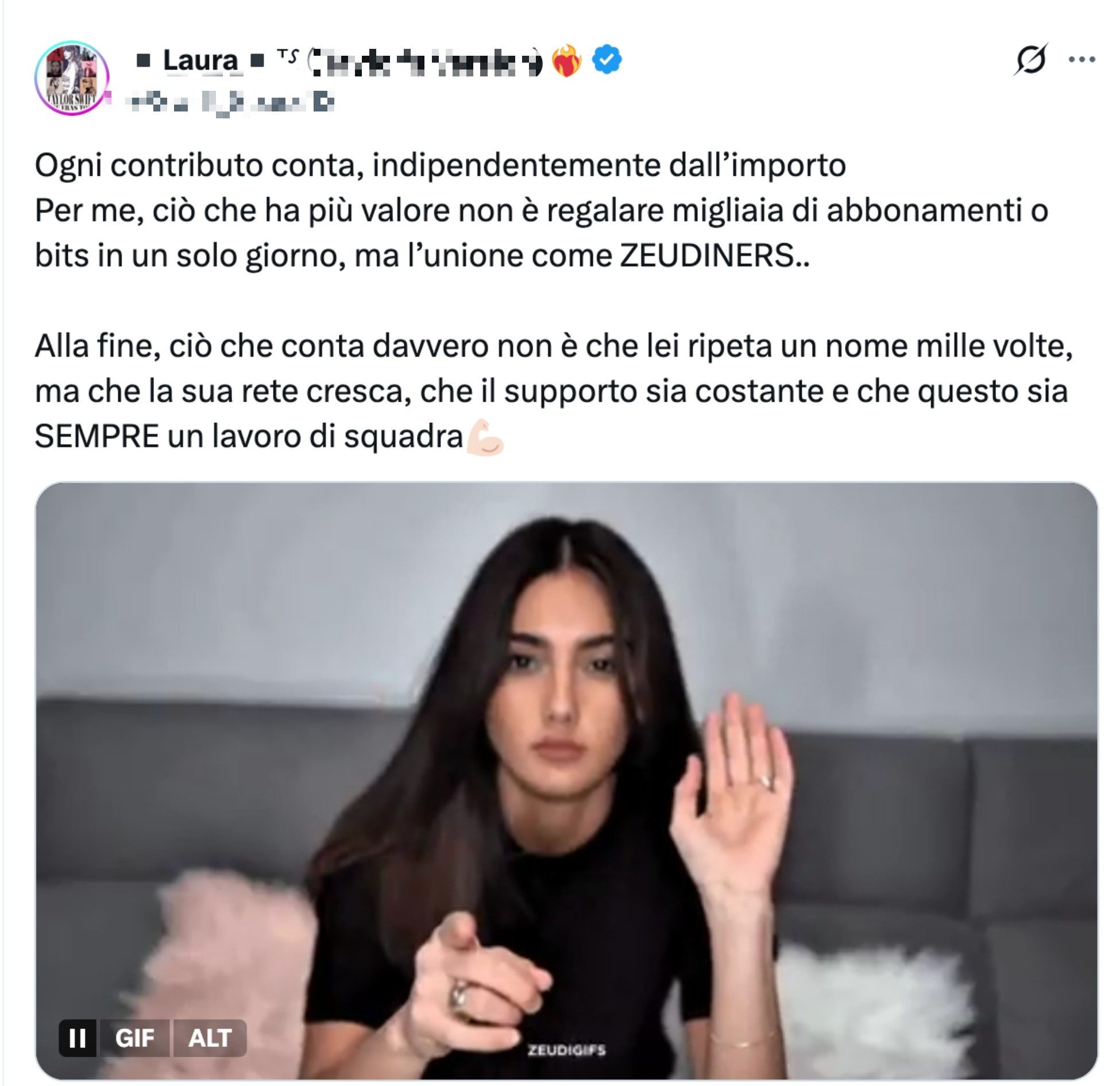 Un tweet di Laura su X