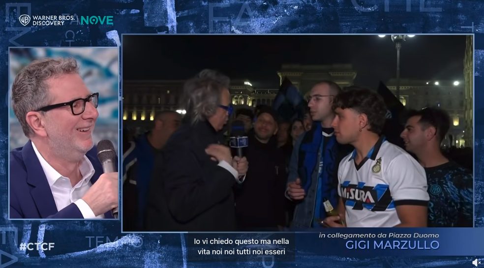 Fazio manda Marzullo in piazza e copre la festa scudetto dell'Inter meglio di Rai2