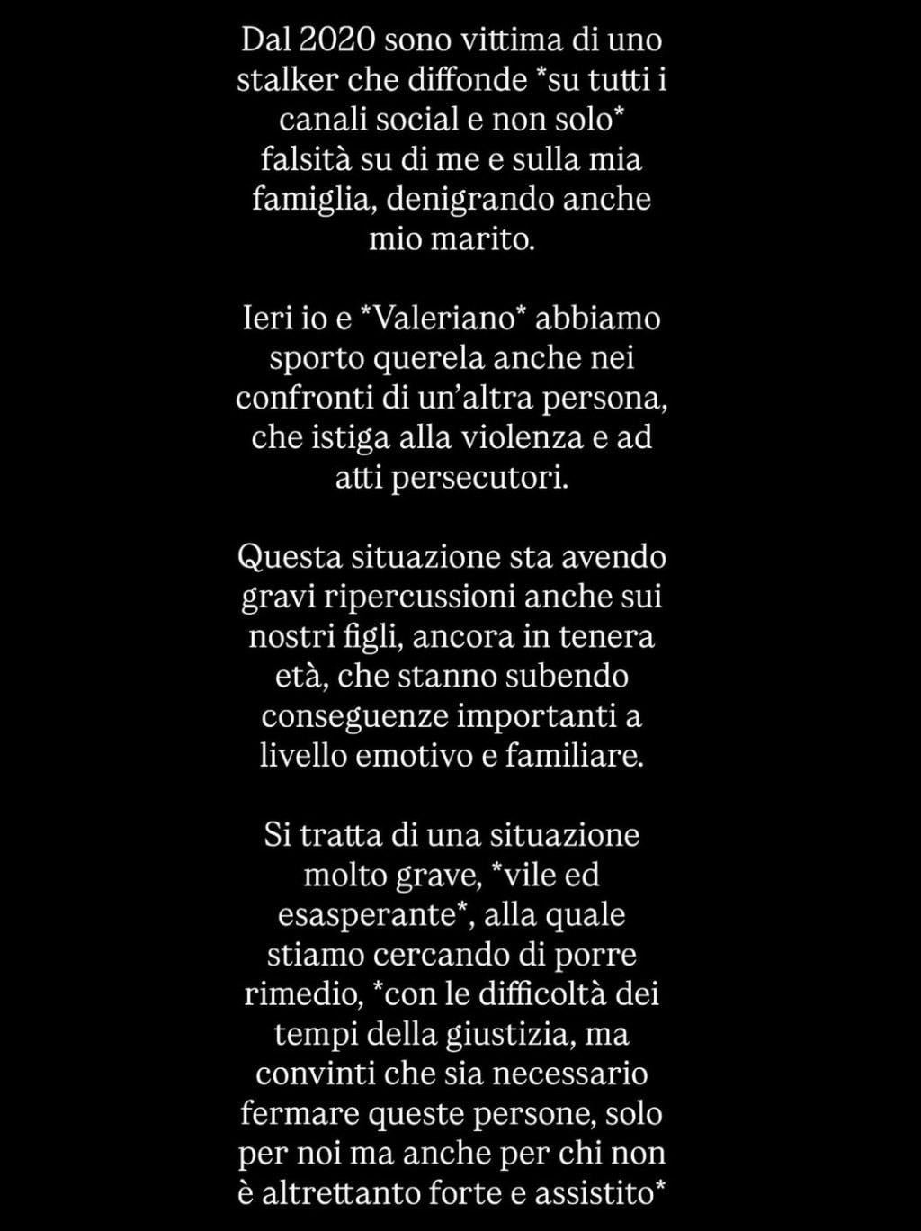 La story pubblicata su Instagram da Desirée Maldera