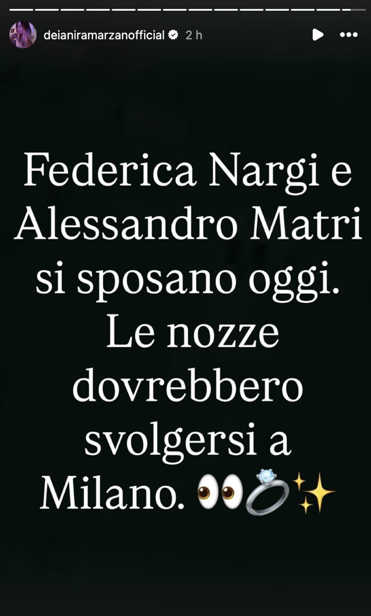 La story pubblicata su Instagram da Deianira Marzano