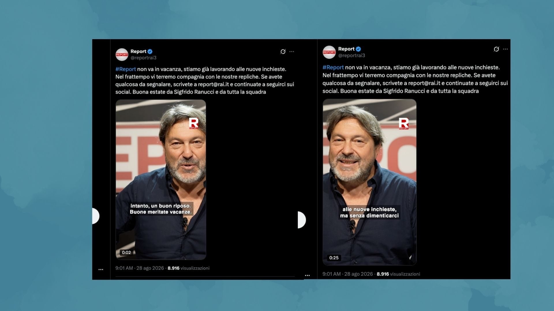 L'assurdo video di Ranucci che annuncia le repliche estive di Report, mentre Rai decide il suo futuro