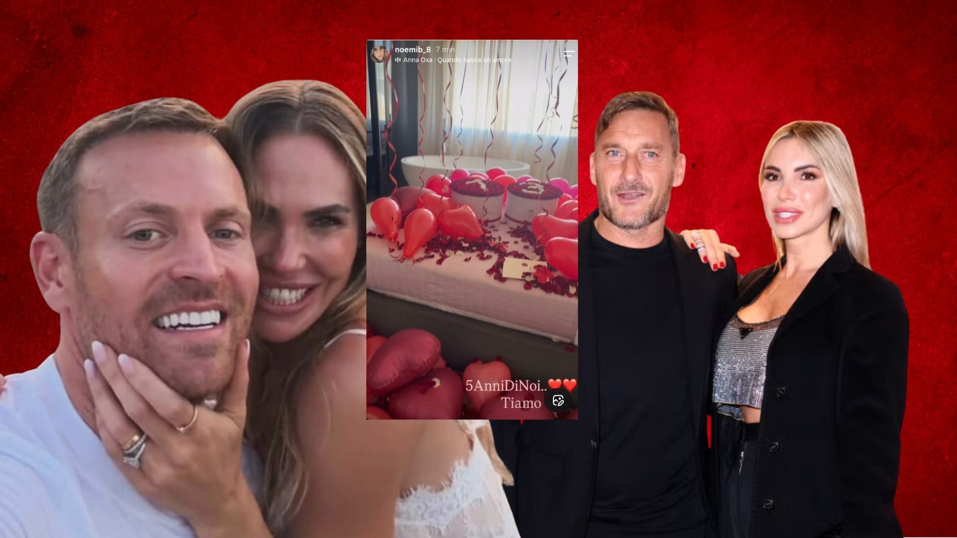 Nel giorno delle nozze di Ilary Blasi, l'anniversario di Totti e Noemi Bocchi: ennesimo intreccio di una saga eterna