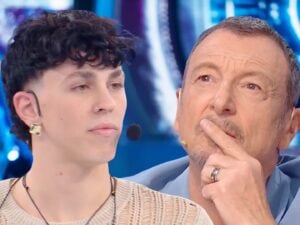 Discussione tra Amadeus e Nicolò ad Amici