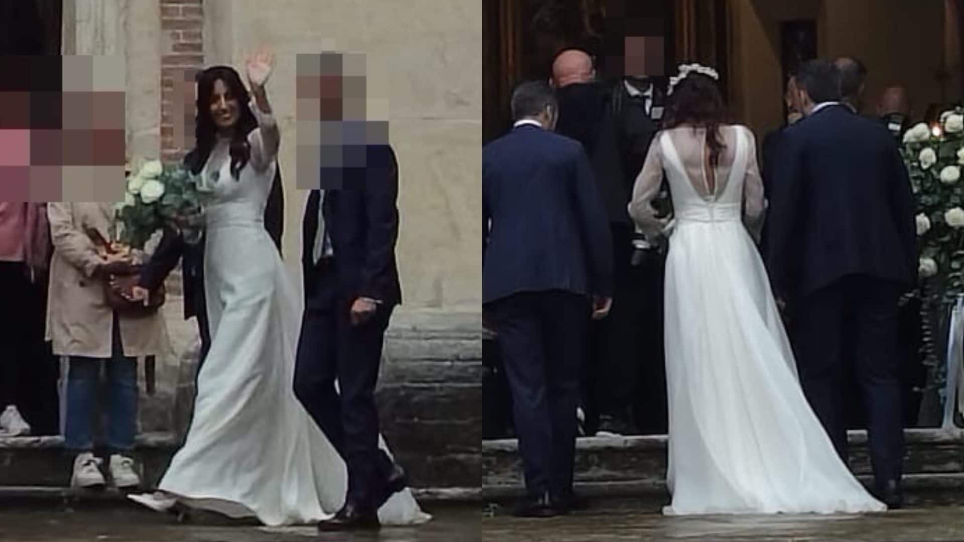 Giorgia Cardinaletti ha sposato Francesco Bechis: la foto dell'arrivo della sposa in chiesa con l'abito bianco