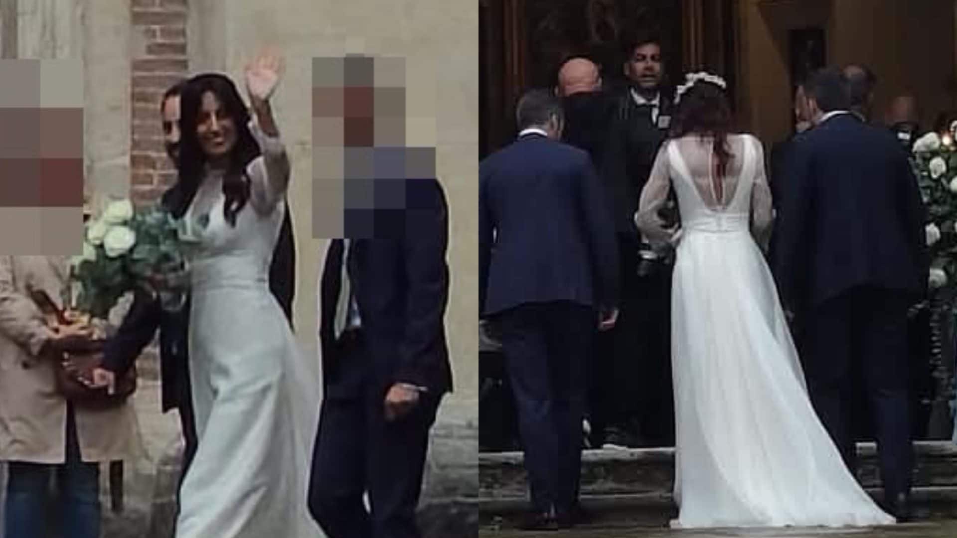 Giorgia Cardinaletti ha sposato Francesco Bechis: la foto dell'arrivo della sposa in chiesa con l'abito bianco
