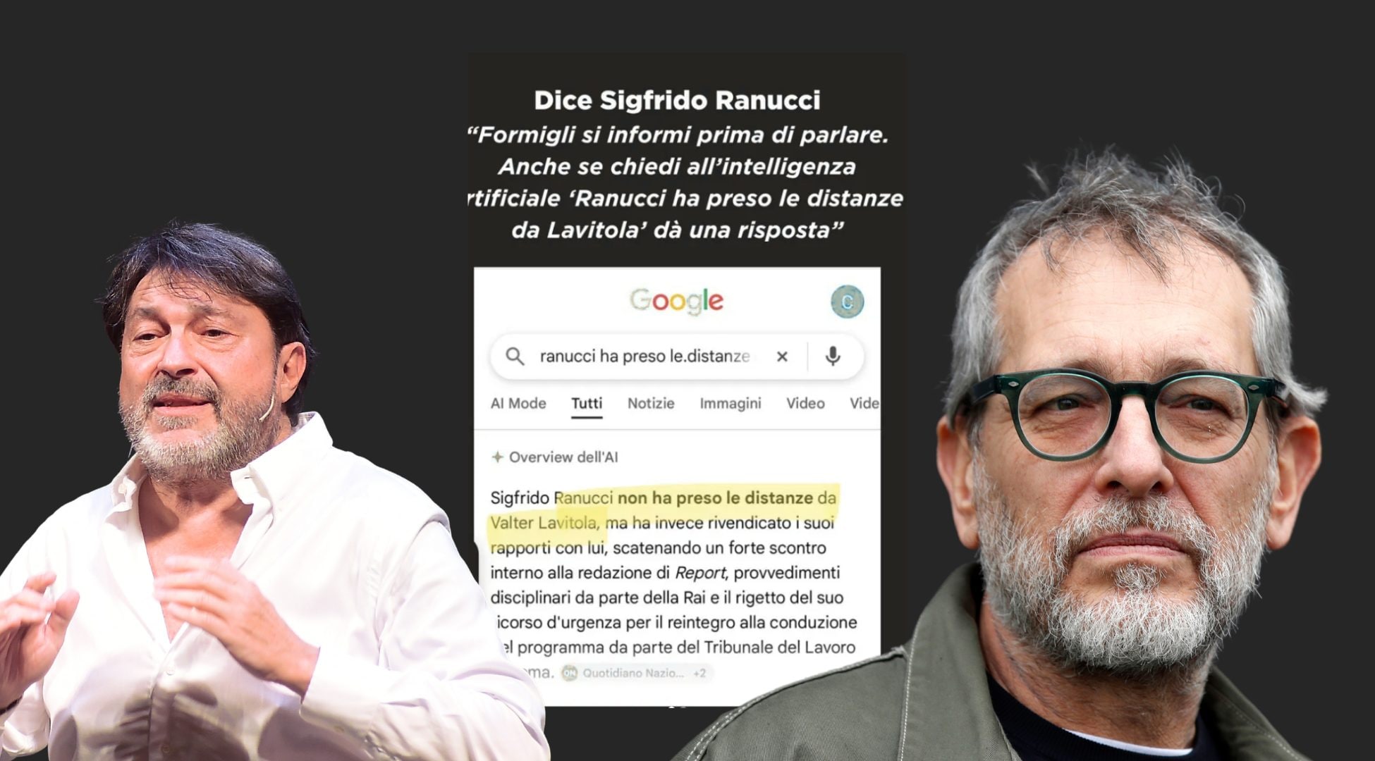 Formigli e Ranucci, botta e risposta su Instagram a colpi di domande all'intelligenza artificiale