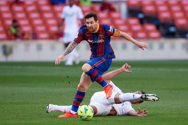 Leo Messi in azione contro il Real Madrid