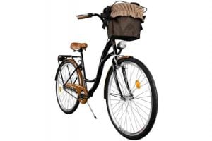 Bicicletta Donna Milord Comfort Vintage 28 Pollici - Rosa Crema Con Cestino In Vimini E 1 Marcia