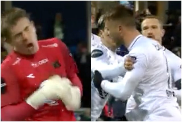 La simulazione del portiere per far espellere il compagno di squadra che lo ha spintonato