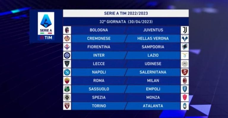 32 giornata serie a calendario