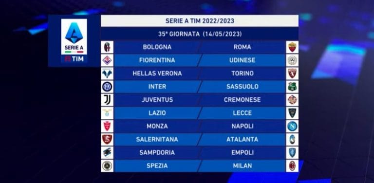 35 giornata serie a calendario