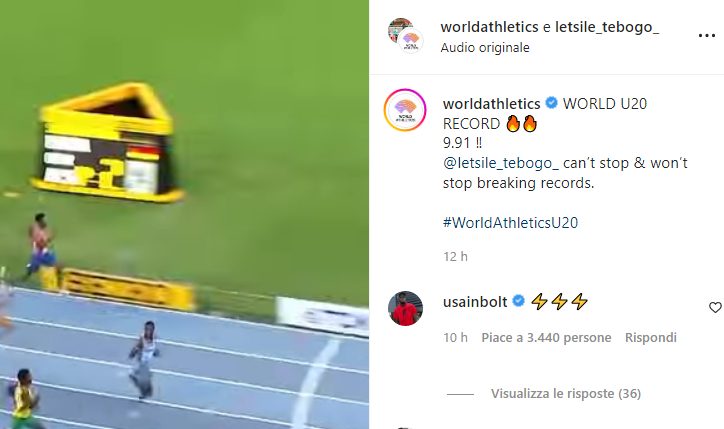 Il commento di Usain Bolt al record di Tebogo: fulmini, il suo marchio di fabbrica