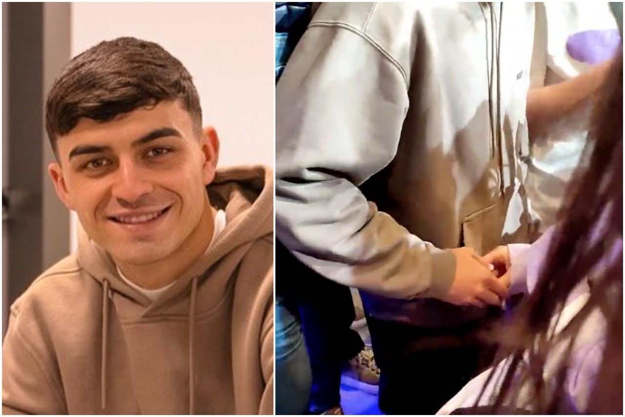 Pedri in mezzo ai tifosi, una ragazza gli passa furtivamente un ...