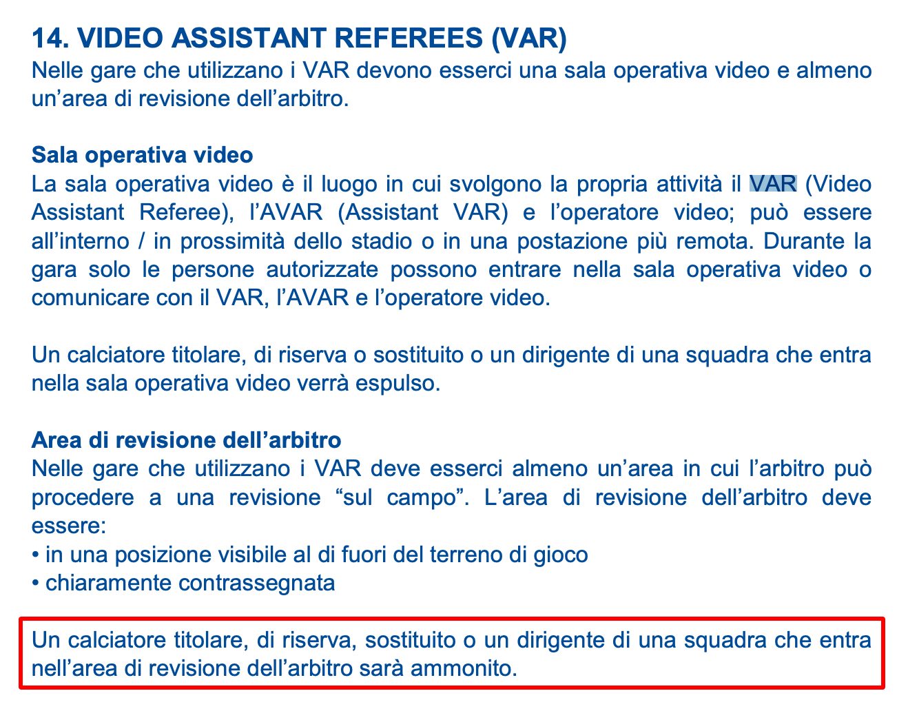 Cosa dice il regolamento arbitrale e perché Caceres è stato ammonito.