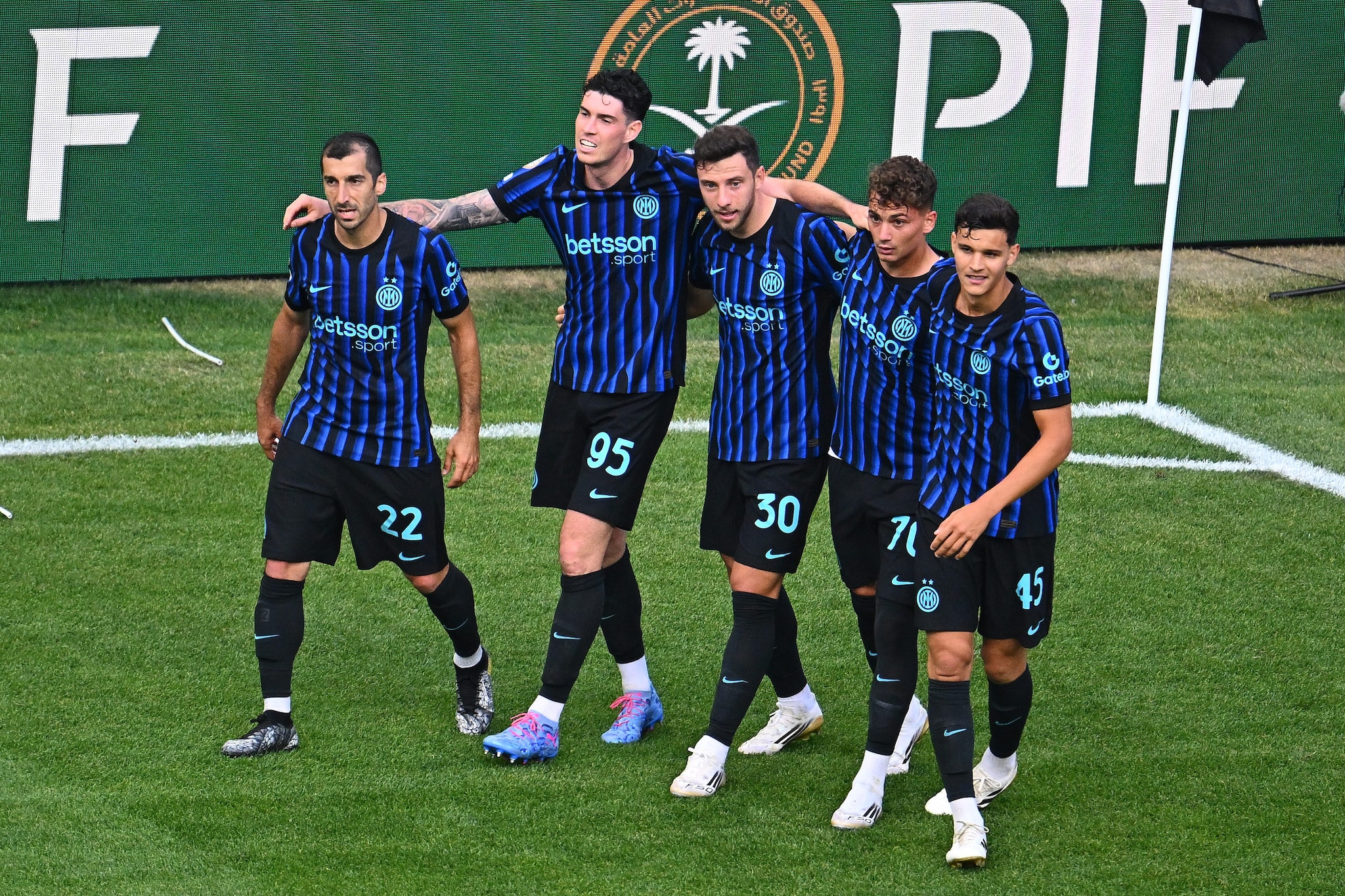 L’Inter esulta dopo una rete al FIFA Club World Cup.