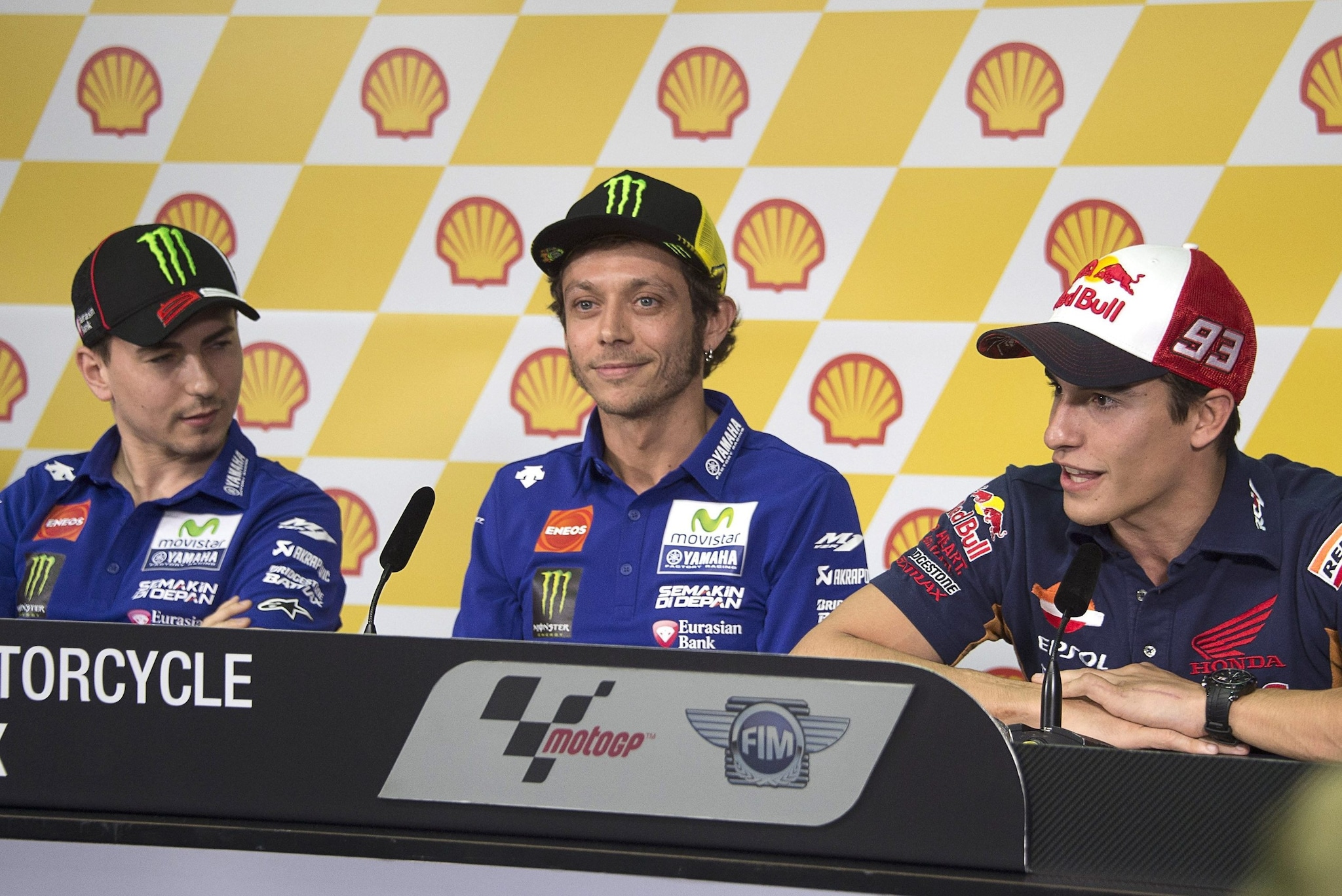 Lorenzo, Rossi e Marquez in conferenza tre giorni prima del GP di Malesia 2015