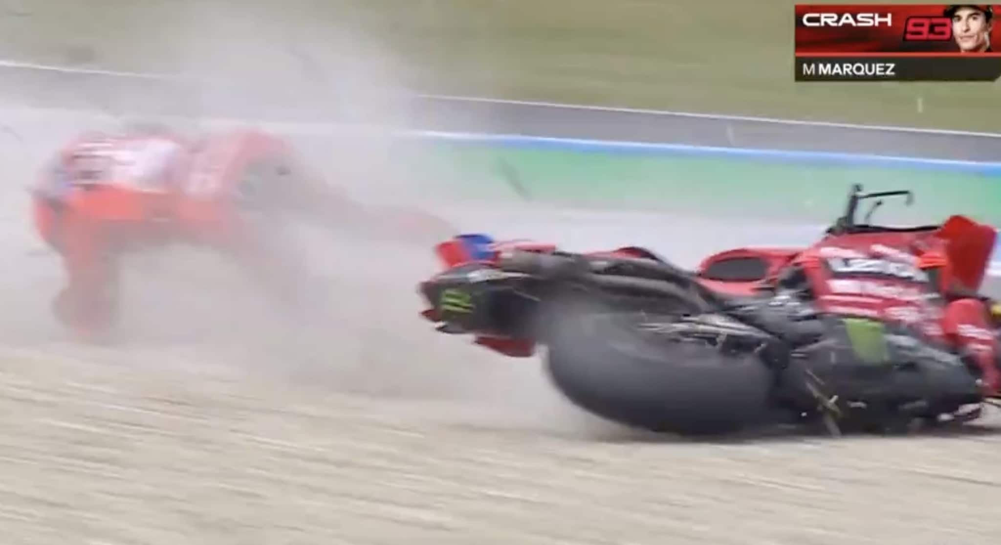 Marquez indistruttibile dopo una caduta spaventosa: nella FP1 ad Assen fa un tempo mostruoso