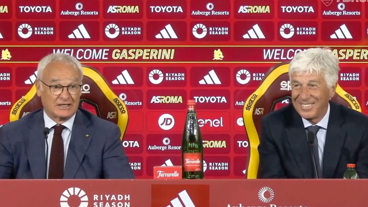 Ranieri con Gasperini nel giorno della sua presentazione come allenatore della Roma.