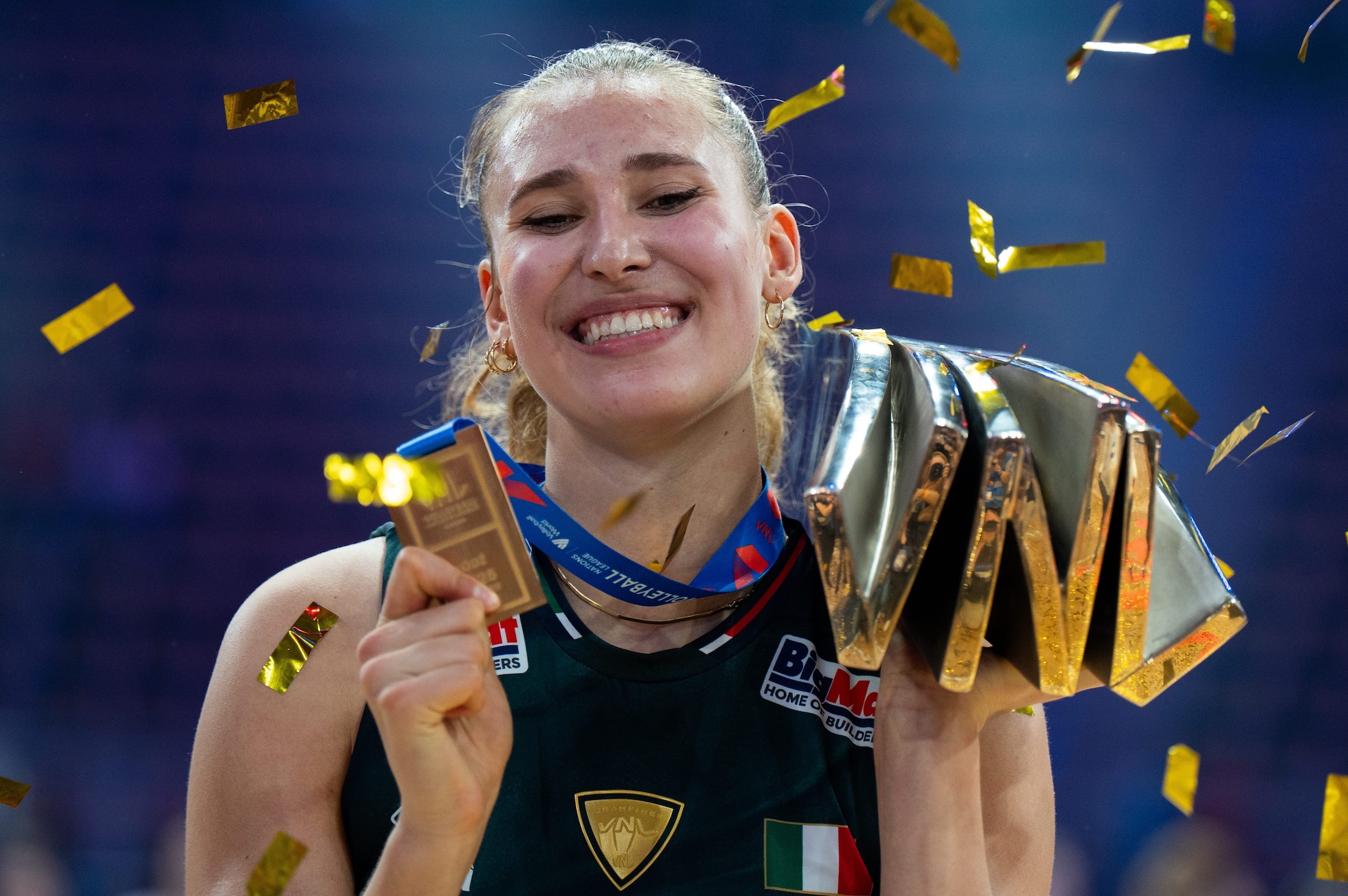 Ekaterina Antropova dopo la vittoria della Nations League con l’Italvolley femminile