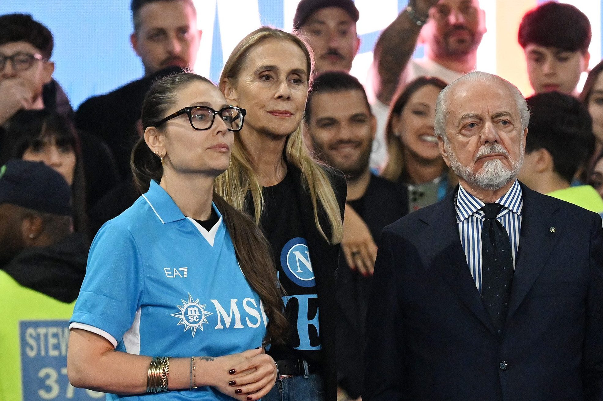 Valentina De Laurentiis col padre Aurelio e la madre Jacqueline: sono tutti e tre membri del CDA del Napoli