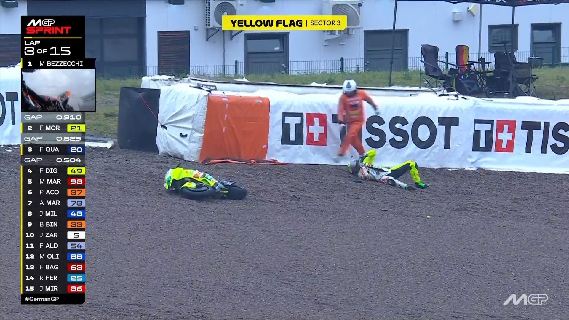 Brutta caduta per Morbidelli nella Sprint Race: paura al Sachsenring, esami in ospedale