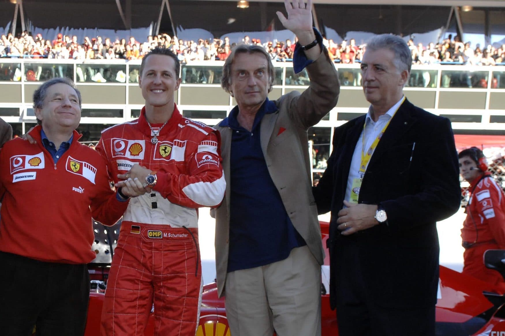 Piero Ferrari nel 2006 assieme a Todt, Schumacher e Montezemolo: è stata l’epoca aurea della Rossa