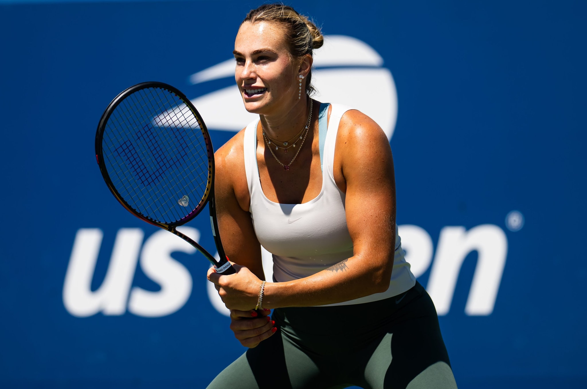 Aryna Sabalenka in allenamento a New York alla vigilia dello US Open