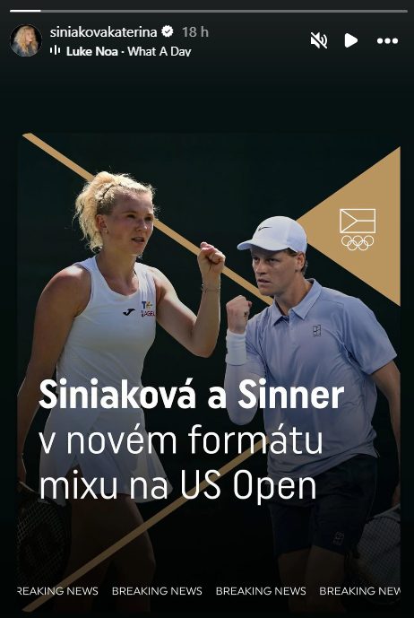L’ultimo post su Instagram di Katerina Siniakova prima che Sinner si ritirasse nella finale di Cincinnati