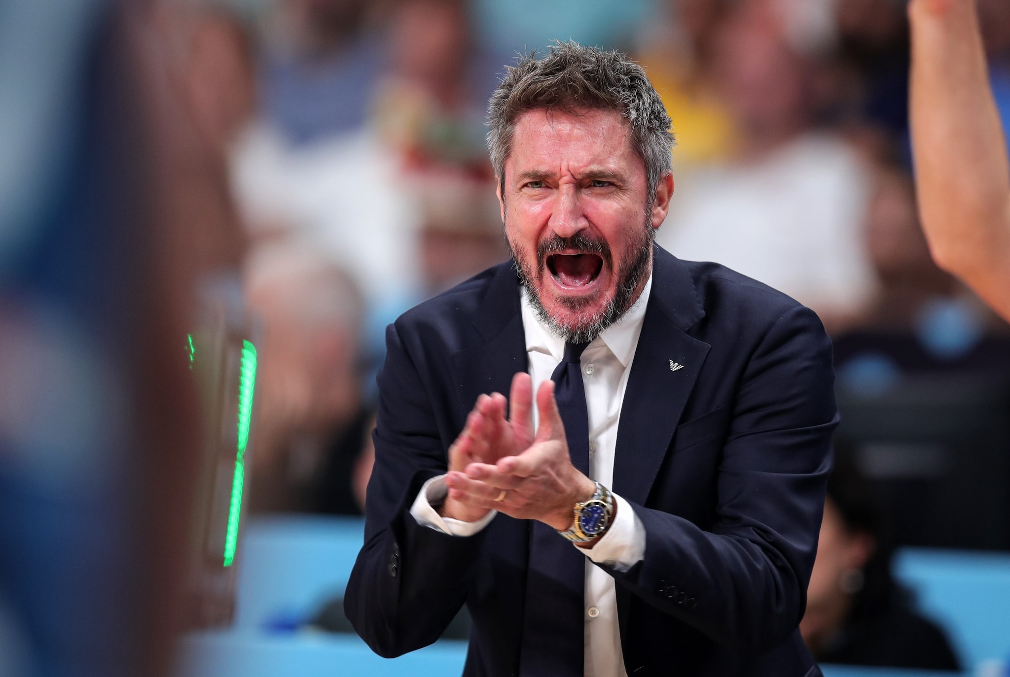 Pozzecco durante la sfida contro la Slovenia.