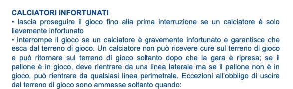 Il Comma della Regola 5 del gioco del calcio che disciplina la fattispecie del gol del Bodo/Glimt