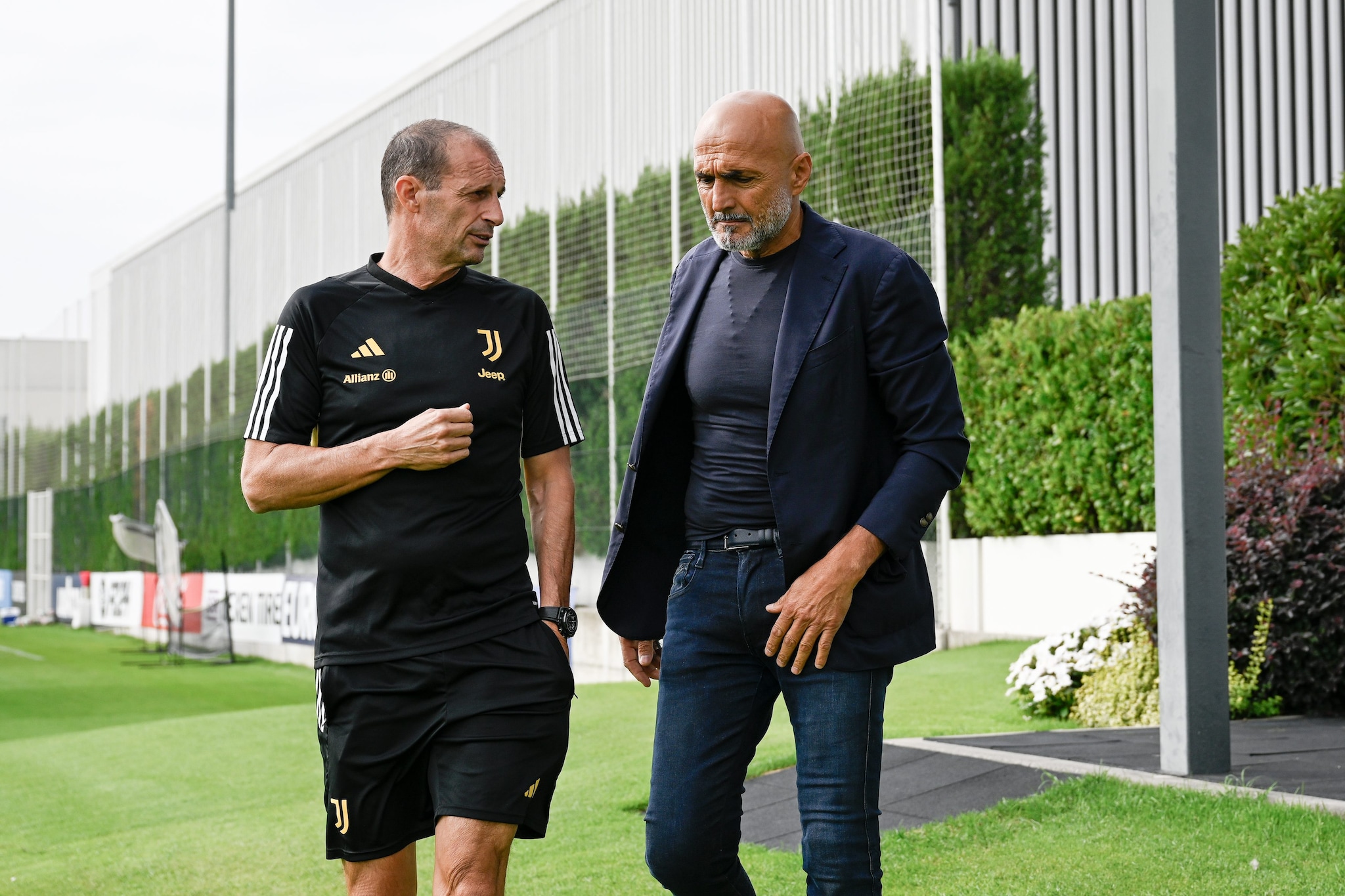 Luciano Spalletti alla Continassa da CT dell’Italia insieme ad Allegri.